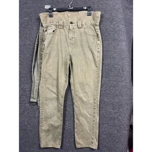 Hidden Jeans Belted Straight Leg Pants Womens 26 Olive Green High Rise Denim